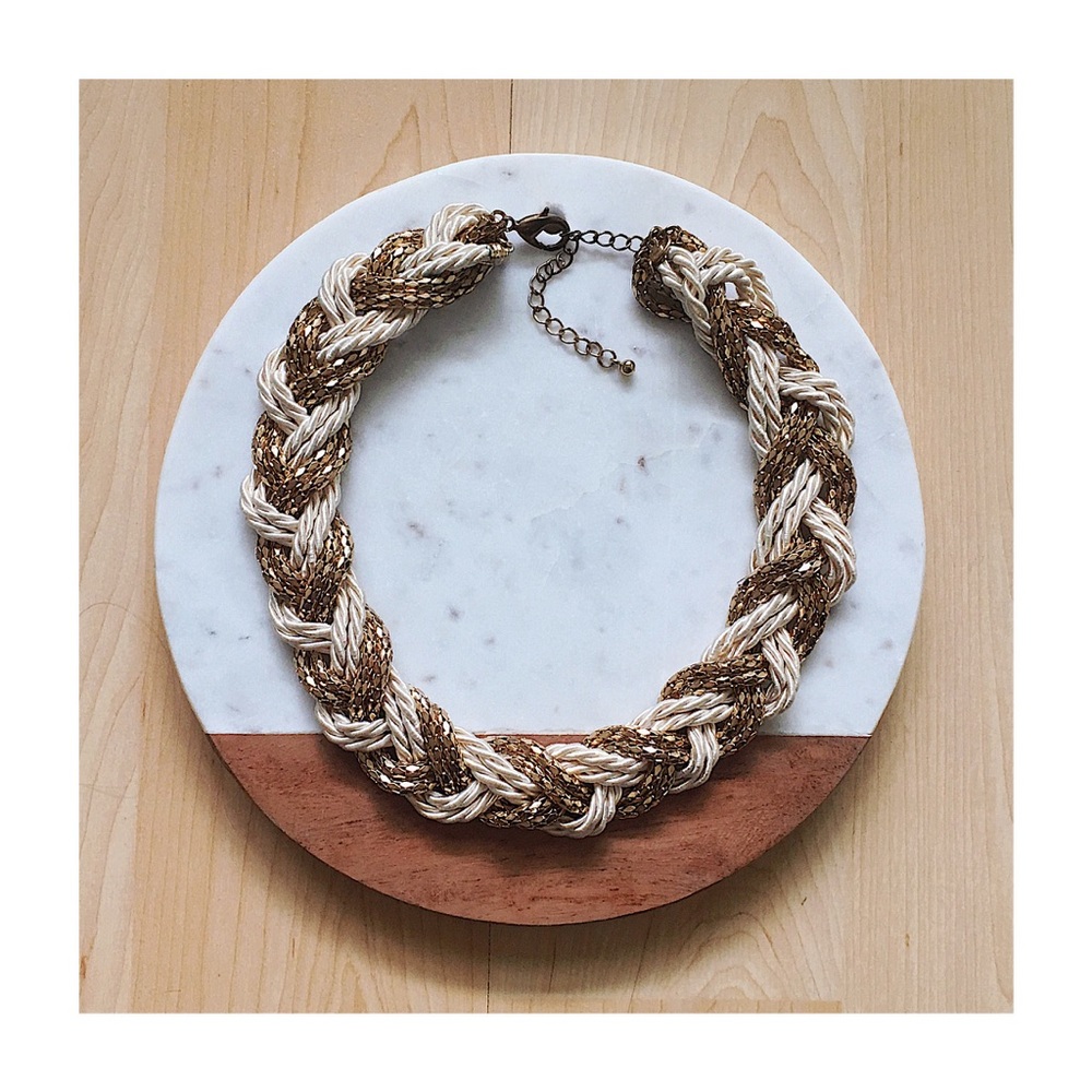 Cream & Gold Braided Necklace